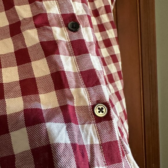MADEWELL Central Shirt burgundy maroon Gingham Check Medium boxy blouse | XS, S - Picture 8 of 11